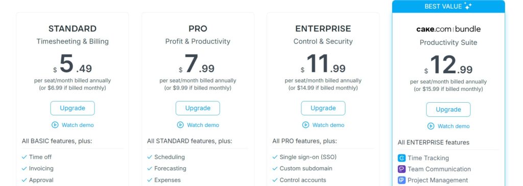Clockify pricing
