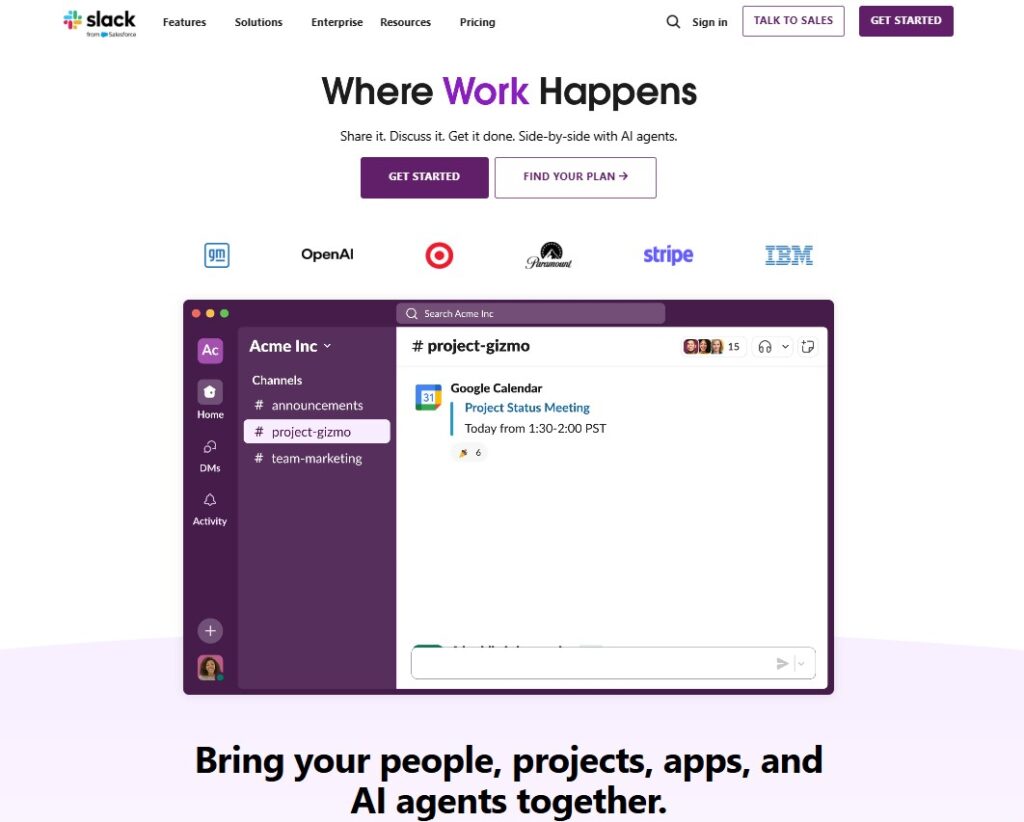 Slack homepage
