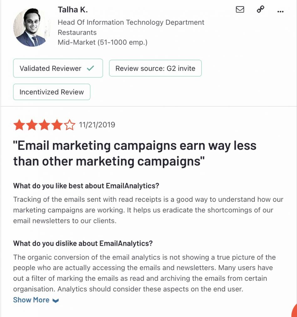 emailanalytics negative reviews