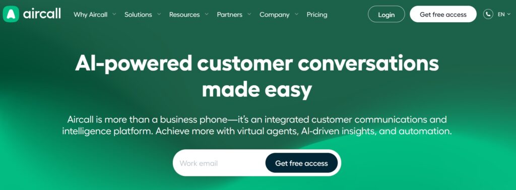 Aircall homepage