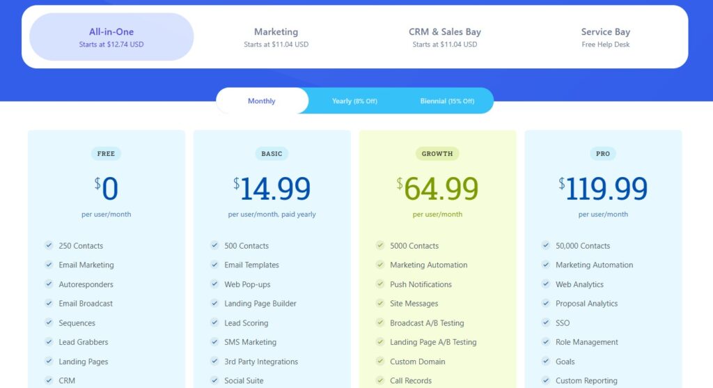 EngageBay pricing