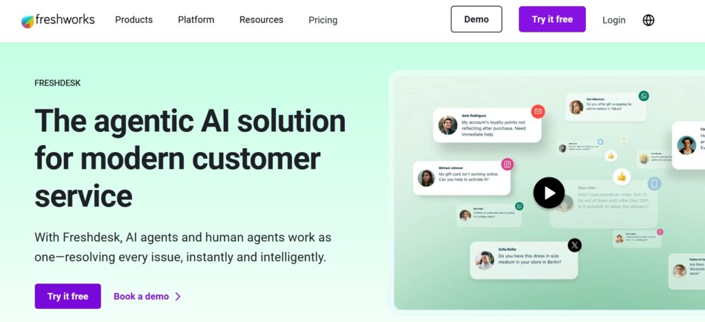 Freshdesk homepage