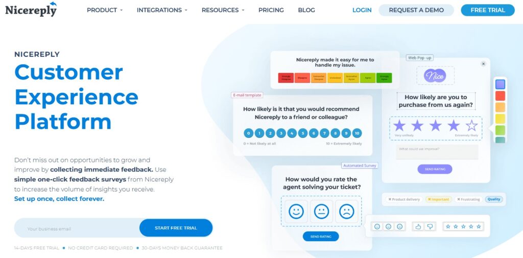 Nicereply homepage