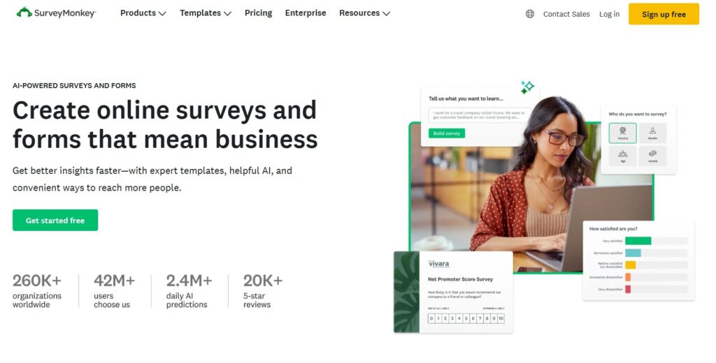 SurveyMonkey homepage