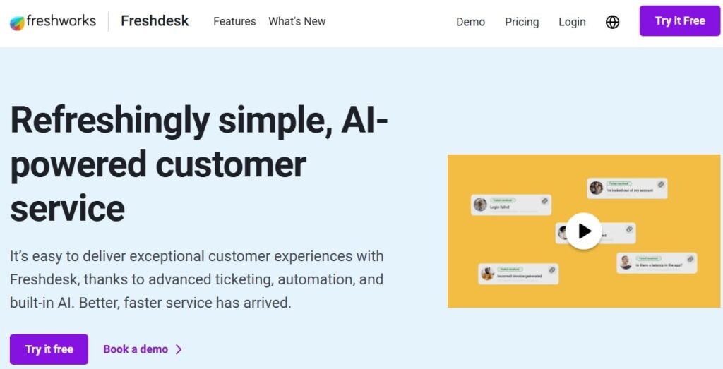 Freshdesk Home Page