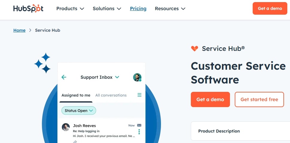 HubSpot Service Hub Home Page