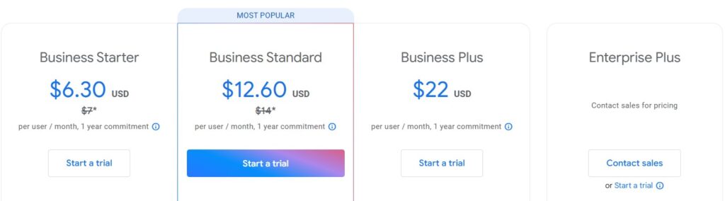 Google Workspace pricing