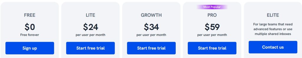 Hiver pricing