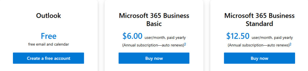 Microsoft Outlook Business Pricing