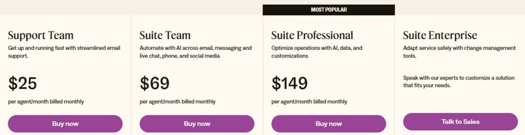 Zendesk pricing