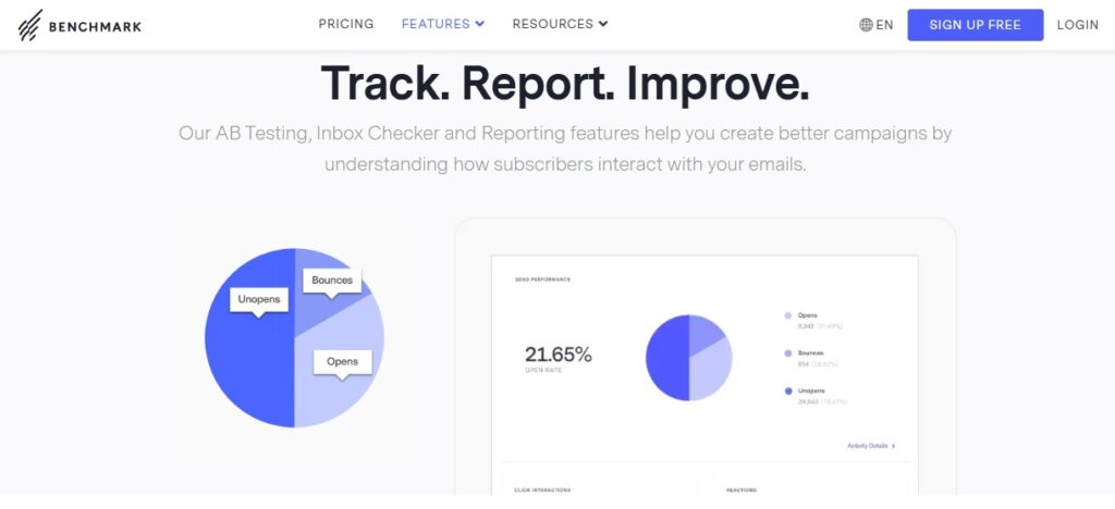 Benchmark Email homepage