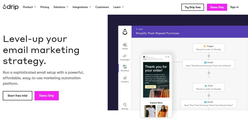 Drip homepage