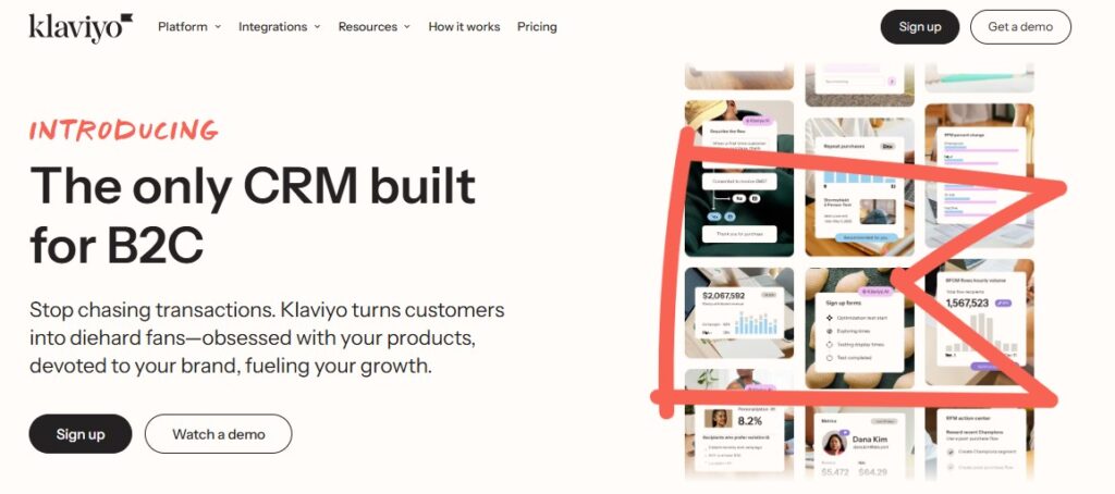 Klaviyo homepage