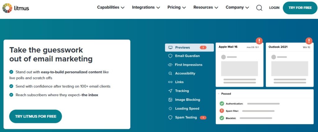 Litmus homepage