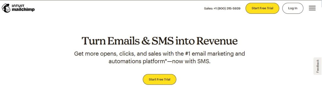 Mailchimp homepage