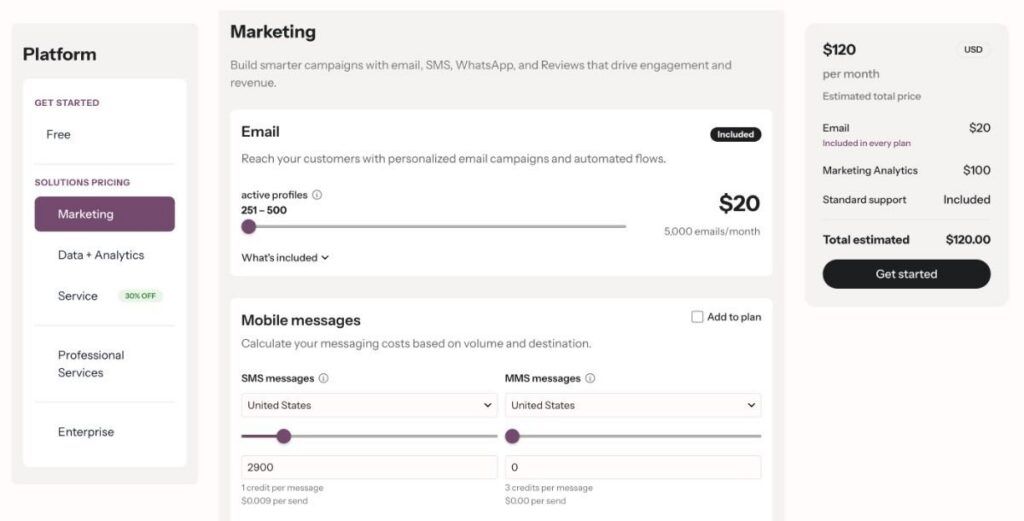 Klaviyo pricing