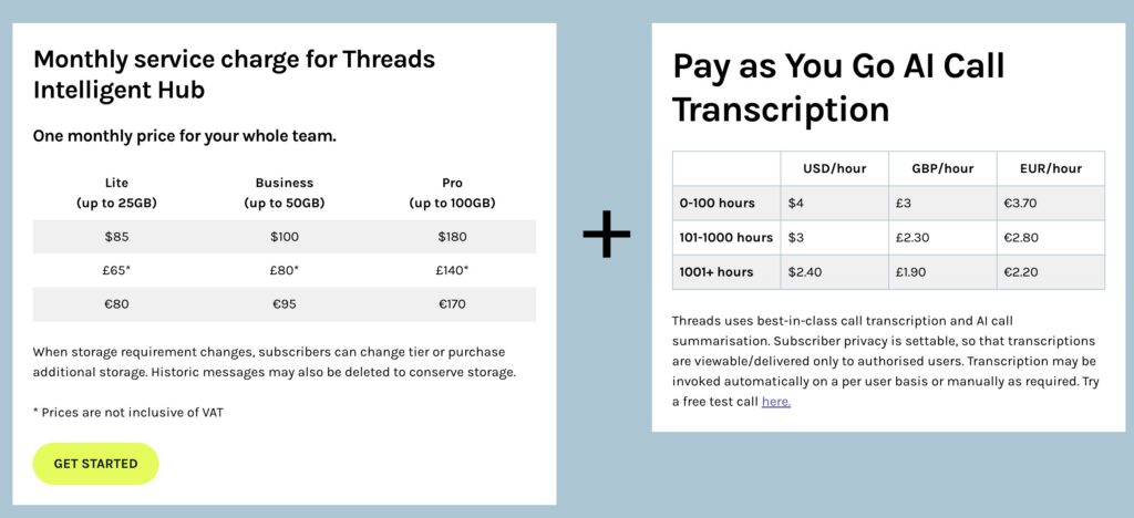 Threads pricing