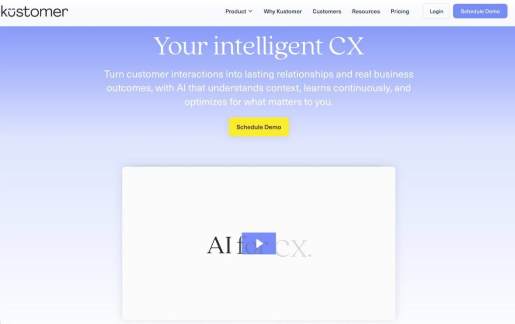 Kustomer homepage