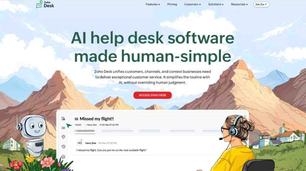 ZohoDesk homepage