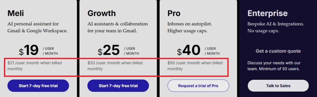 Gmelius Pricing Plans