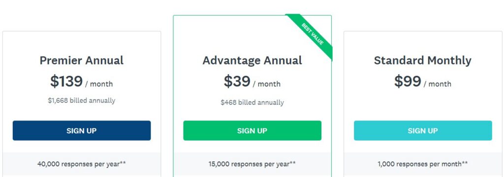SurveyMonkey individual plans
