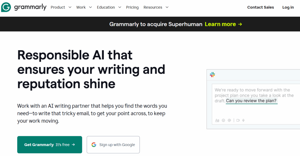 grammarly home page