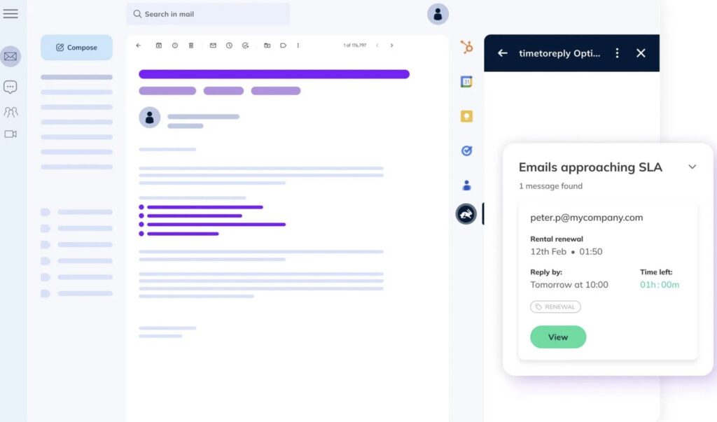 timetoreply emails approaching SLA