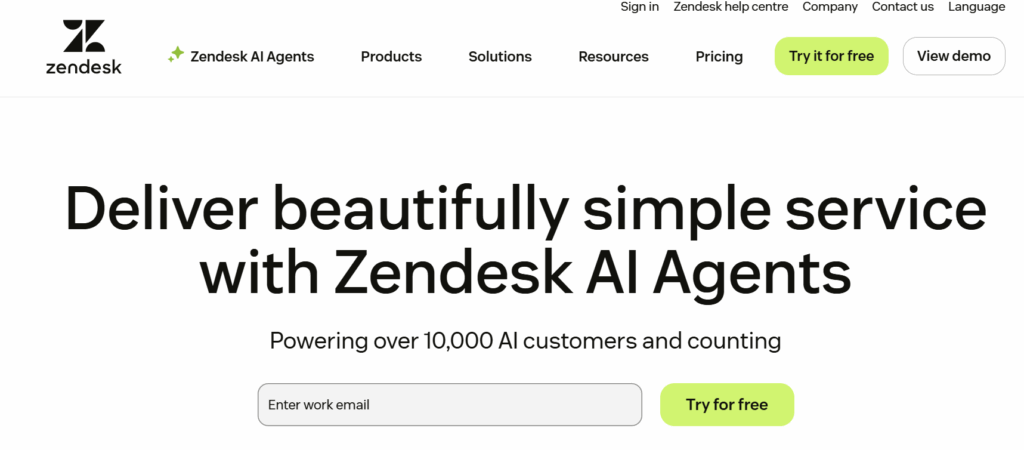 zendesk home page