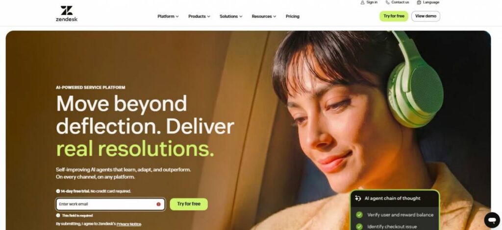 Zendesk Homepage