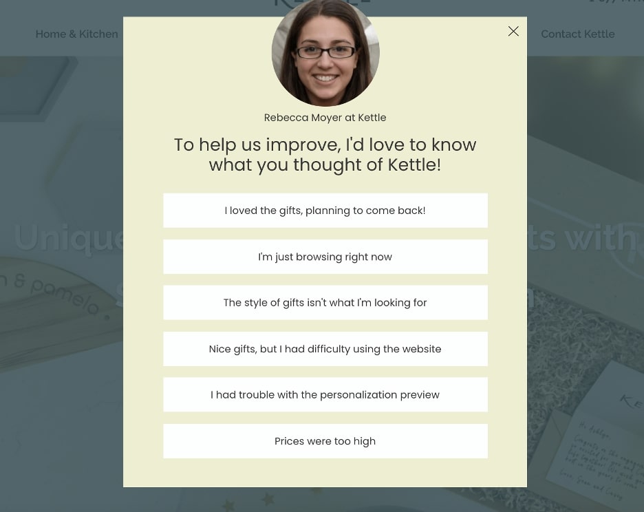 Kettle Gifts Popup Survey