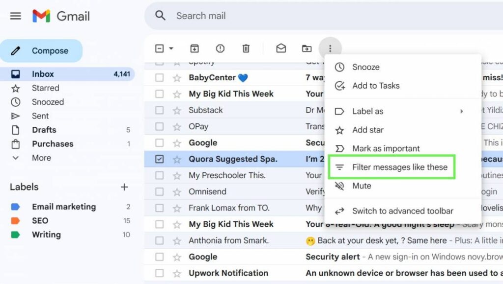 Gmail filters