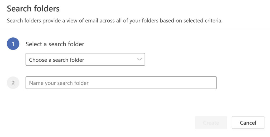 Search folder in Outlook