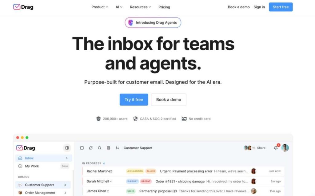 Drag homepage screenshot
