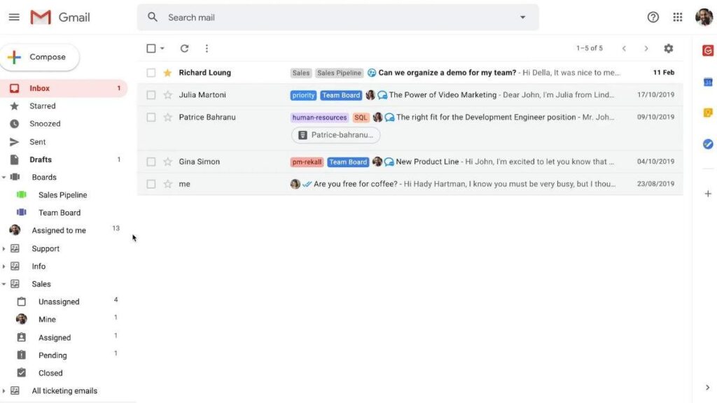 Gmelius shared inbox