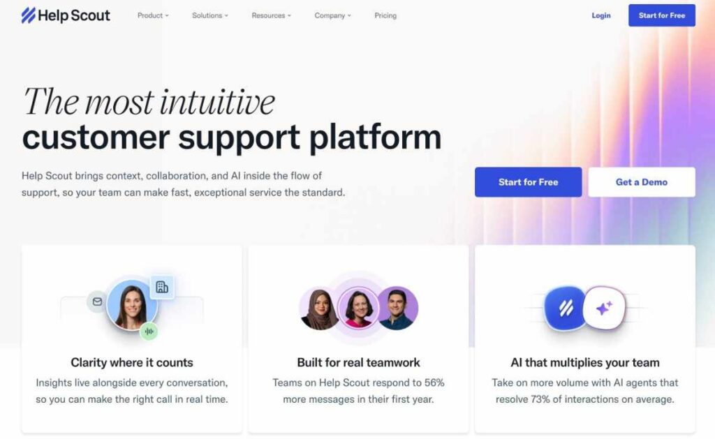 Help Scout homepage screenshot
