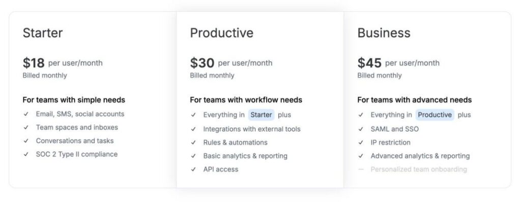Missive pricing