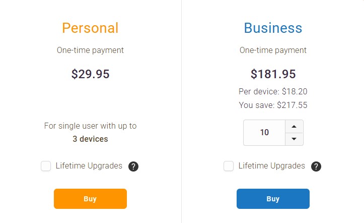 eM Client pricing page 2