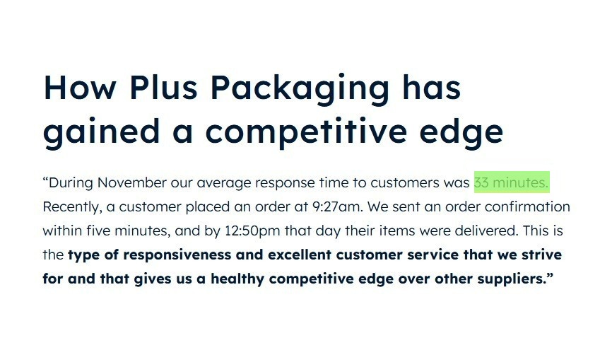 Plus Packaging testimonial